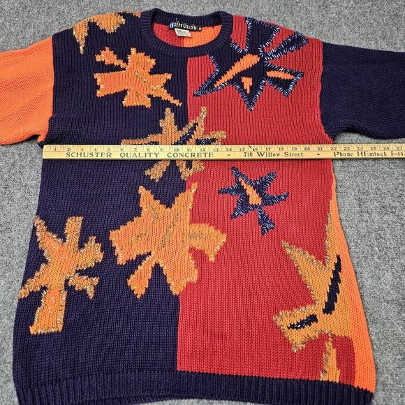 Vintage IB Diffusion Knit Sweater Medium Blue Orange 80s 90s Abstract Sequins - Picture 4 of 6